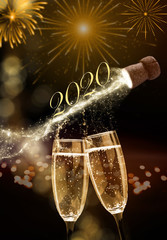 Sparkling wine on New Year's Eve, New Year 2020