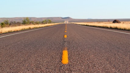 Endless country highway in Big Bend Nationalpark - Travel adventure concept, USA - Texas
