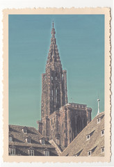 vintage photograph of Strasbourg Cathedral