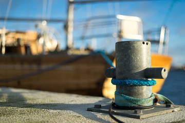 winch with rope on boat