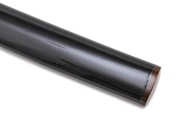 Close up 'Saya' : shiny black scabbard   with horn tip at the end of a 'katana' : Japanese long sword isolated in white background.