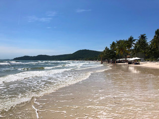 snow-white fantastically beautiful beach in Phu Quoc island in vietnam Bai Sao beach