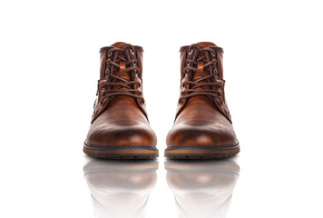 Men's shoes brown casual. Isolated on white background