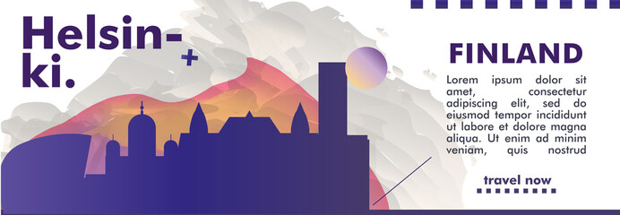 Fototapeta premium Finland Helsinki skyline city gradient vector banner