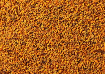 Pile fresh bee pollen background and texture, top view
