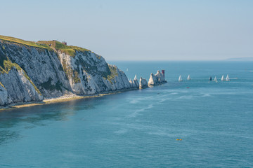Next view over the Needles of the isle of wight in UK.