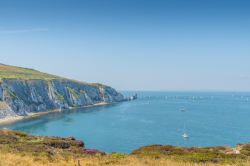 Next view over the Needles of the isle of wight in UK.