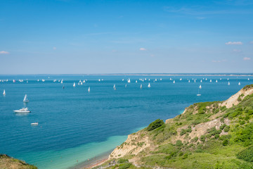 Next view over the Needles of the isle of wight in UK.