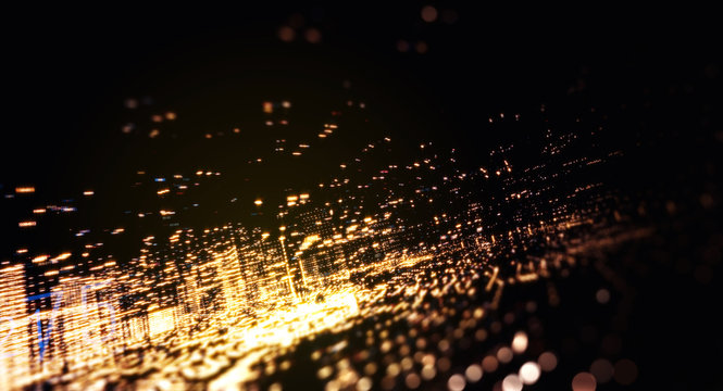 Abstract illustration of a data channel. Motion of digital data flow. Transferring of big data. Binary code processing. Transfer and storage of data sets