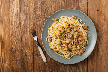 Spaghetti with mushroom chanterelles