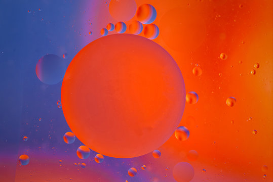 Abstract pattern. Colored oil bubbles on water