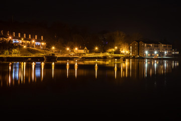 Night lights in Newport river