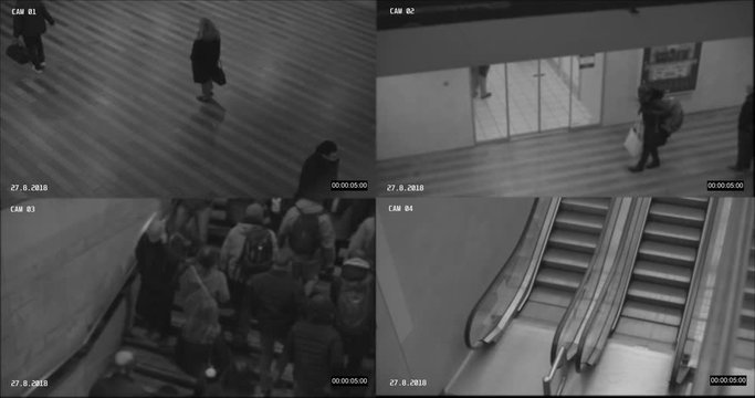 CCTV public space split screen camera