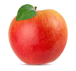 Fresh red apple isolated on white background with clipping path