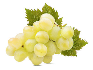 Fresh grapes isolated on white background with clipping pass
