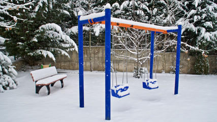 playground in winter