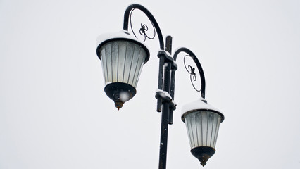 street lamp on blue sky background