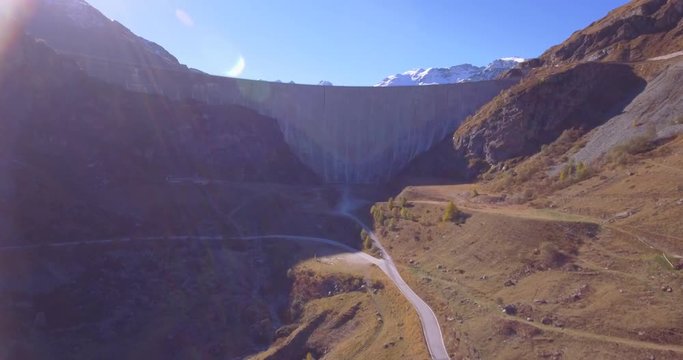 Dam of Moiry, frontal ascending - Aerial 4K
