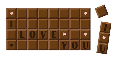 I love you chocolate bar with hearts vector illustration EPS10