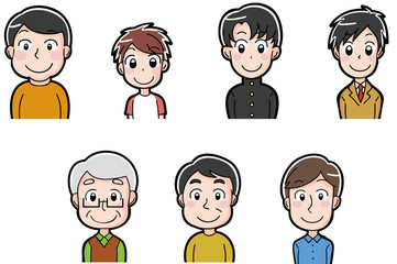 笑顔の男性　イラストアイコン