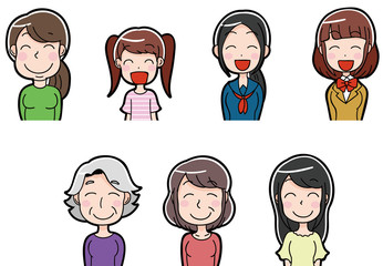 笑顔の女性　イラストアイコン