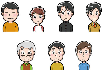 困った顔の男性　イラストアイコン