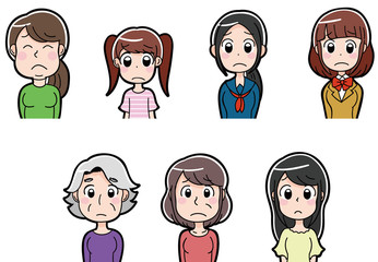 困り顔の女性のアイコンイラスト