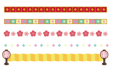 雛祭り　3月の罫線、ラインセット