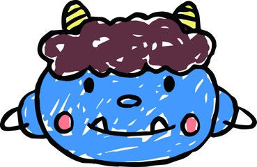 Obraz premium Hand-drawn cute blue demon's face