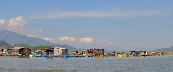 Vietnam, Nha Trang - November, 2017: Floating village