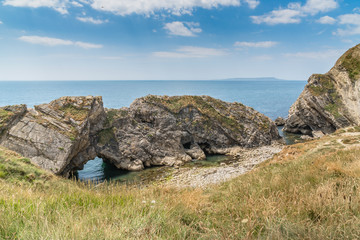 Cliff landscape of lulworth cove, uk.