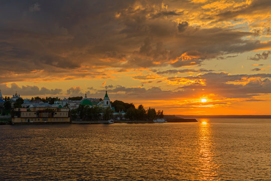 July 5, 2014: Embankment of the Volga River in the city of Cheboksary. Cheboksary. Russia.