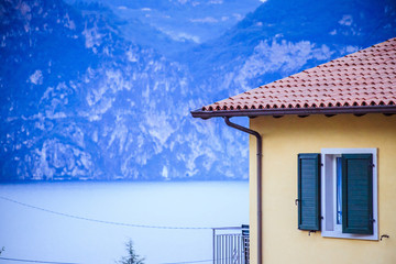 Roof of an Italian house, red shingles