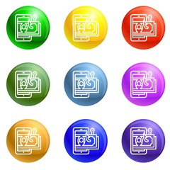 Money phishing icons vector 9 color set isolated on white background for any web design 