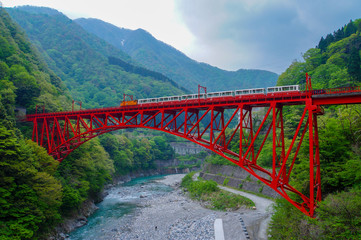Fototapeta premium 黒部峡谷トロッコ電車