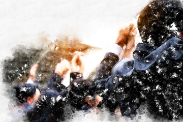 Business people show success for teamwork concept.