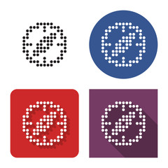Dotted icon of compass in four variants. With short and long shadow