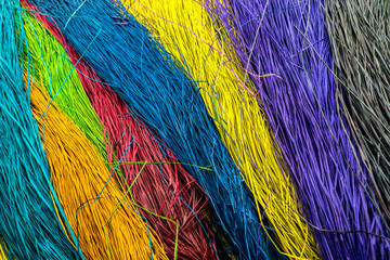 Colorful straws used to make Vietnamese traditional mat