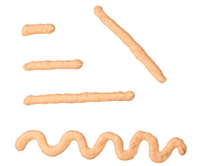 Shrimp sauce  stripe  isolated on white background,top view