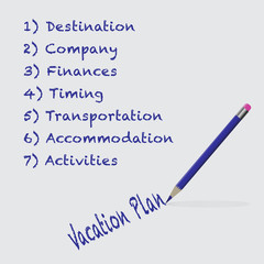 Note sheet for Vacation plan. Illustration.