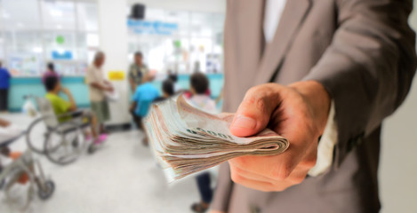 Businessman give many money for insurance