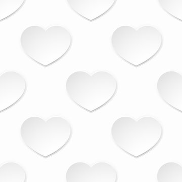 A white paper heart seamlessly tilable pattern valentines day background