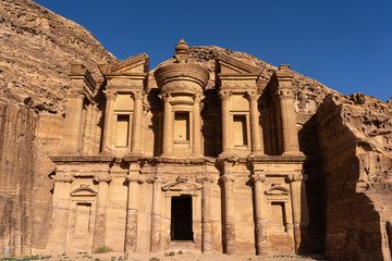 The monastery or Ad Deir in Petra ancient city, Jordan