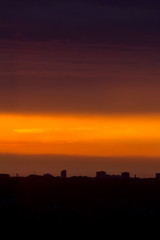 sunset in city