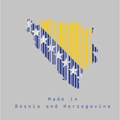 Barcode set the shape to Bosnia map outline and the color of Bosnia flag on grey background.
