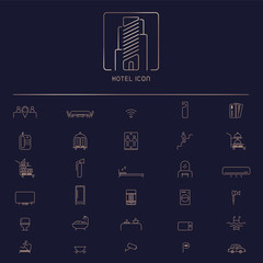 Naklejka premium Hotel Icon set illustration
