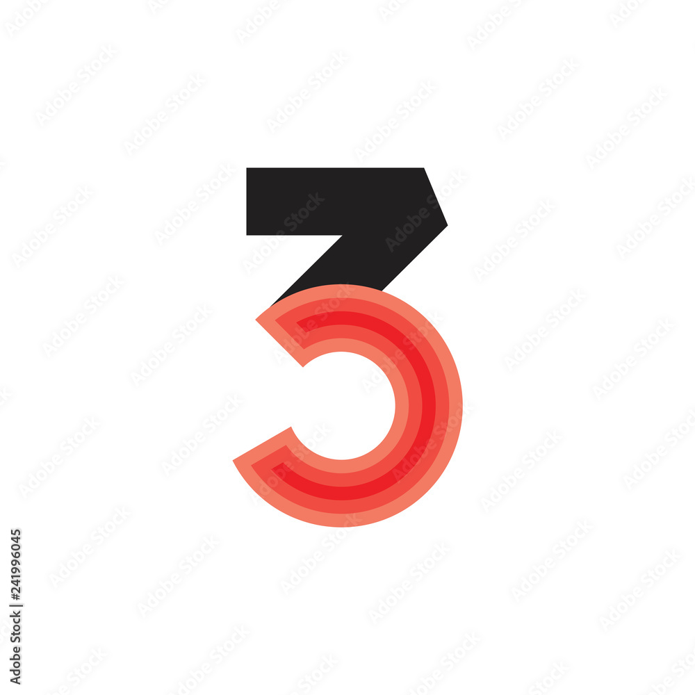 Poster number 3c abstract gradient logo vector