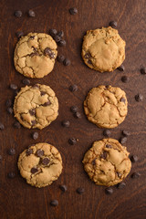 top view chocolate chip cookies