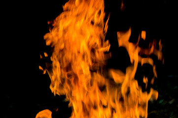 Fire flames on black background. - Image