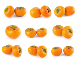 fresh ripe persimmons isolated on white background